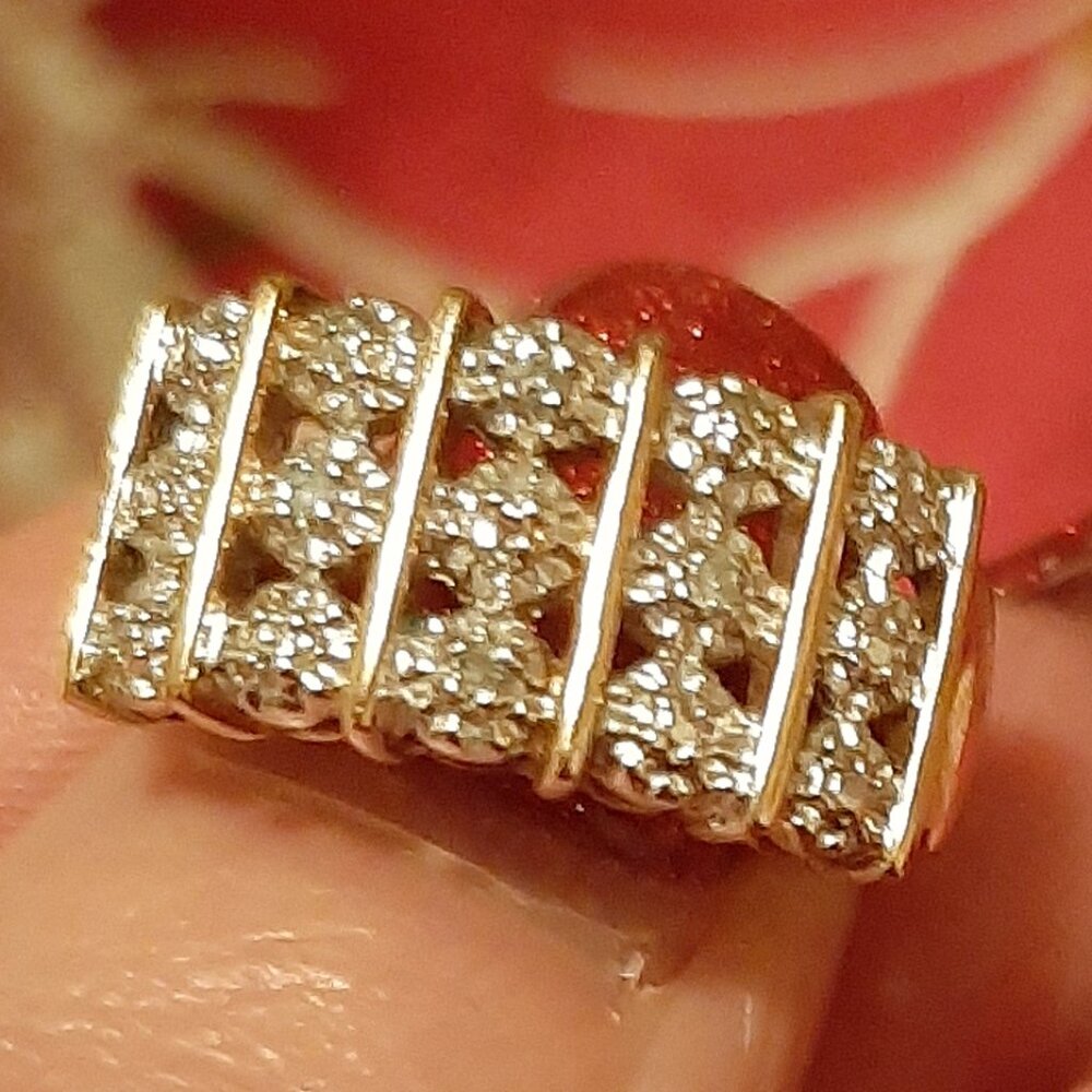 14k Gold/ Sterling Silver Diamond Ring- Sz. 6